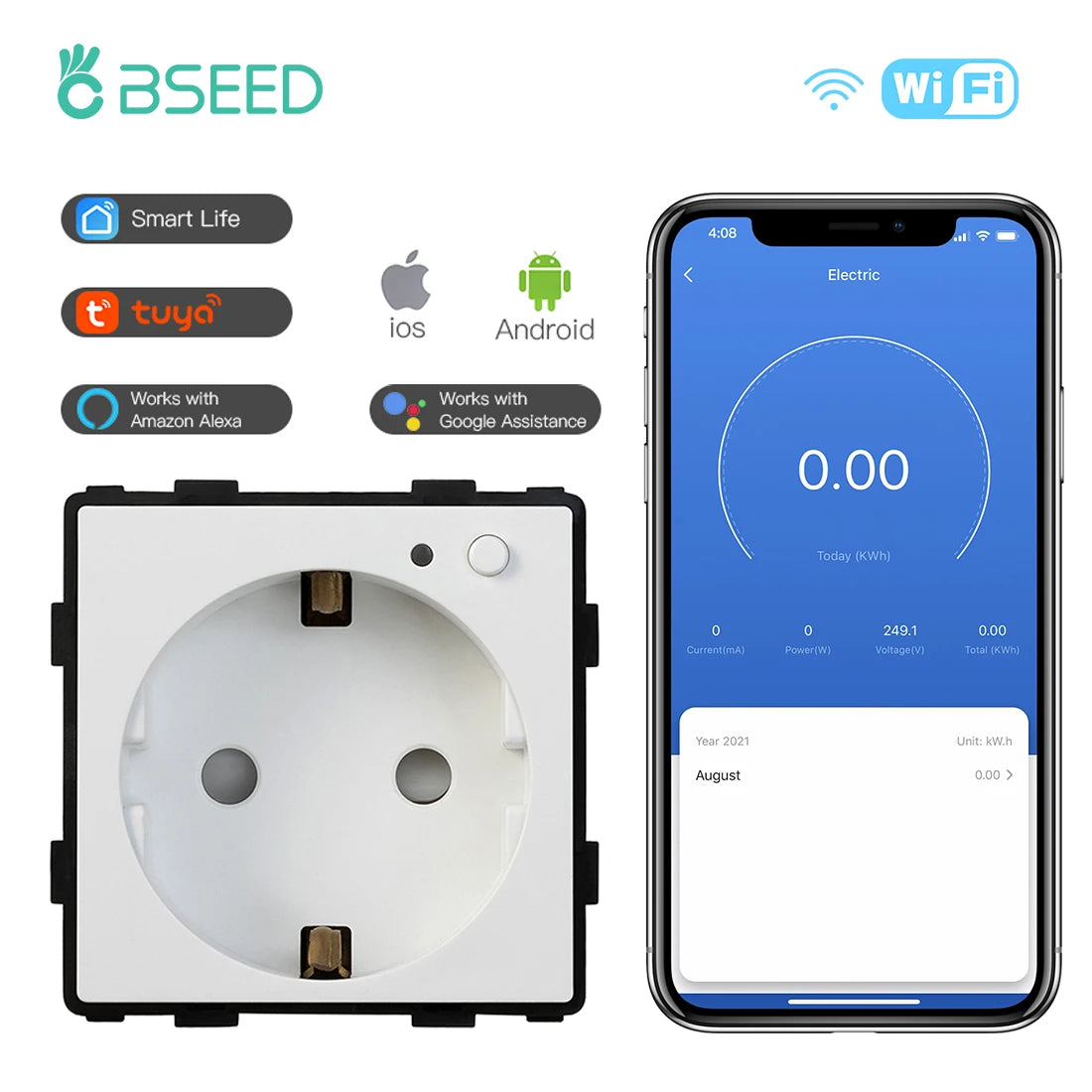 Smart WiFi Plug with Power Monitor — Alexa & Google Home