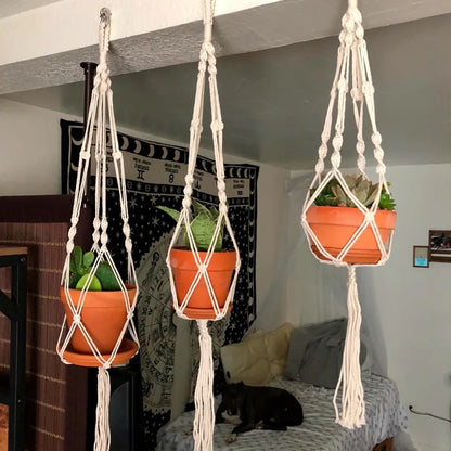 Handmade Macrame Plant Hanger — Wall Hanging Basket for Garden & Home