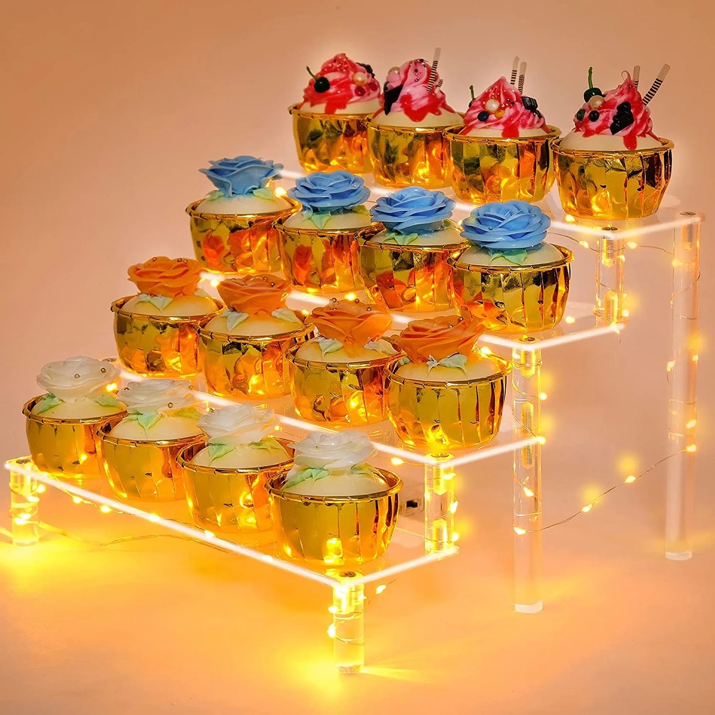 Acrylic Display Stand Riser Rack — 1-5 Tier for Cupcakes, Figures & Decor