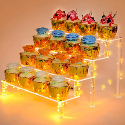 Acrylic Display Stand Riser Rack — 1-5 Tier for Cupcakes, Figures & Decor