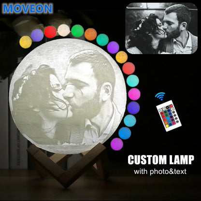 3D Moon Night Light — 16 Colors USB Rechargeable Touch & Remote Control