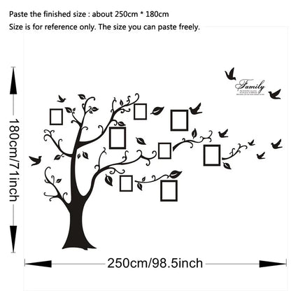 Family Tree PVC Wall Decal Mural — Large Self-Adhesive Photo Tree Sticker