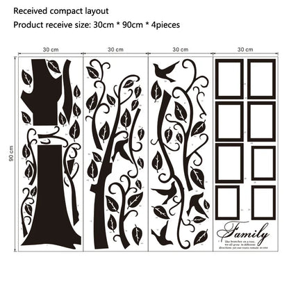 Family Tree PVC Wall Decal Mural — Large Self-Adhesive Photo Tree Sticker