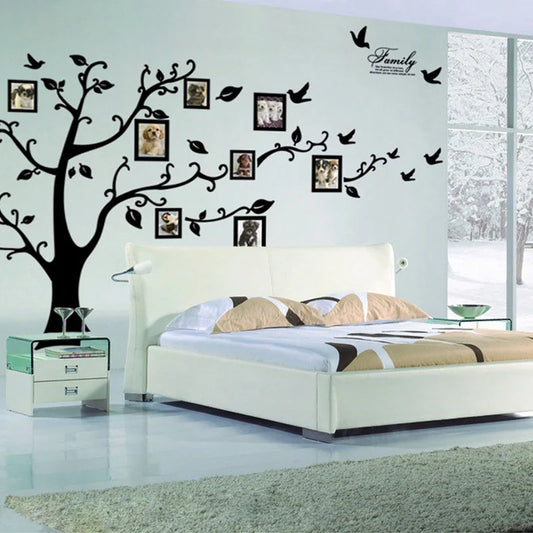 Family Tree PVC Wall Decal Mural — Large Self-Adhesive Photo Tree Sticker