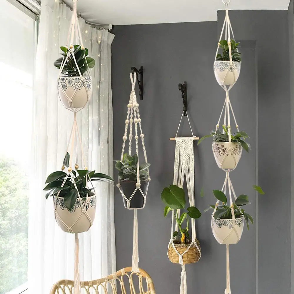 Handmade Macrame Plant Hanger — Wall Hanging Basket for Garden & Home