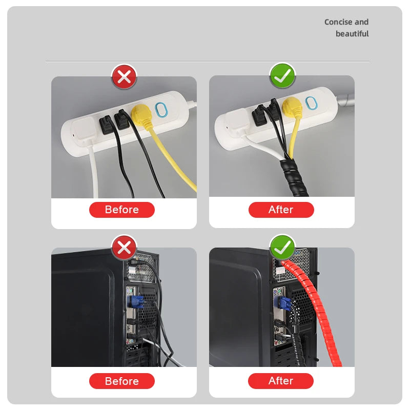 Spiral Cable Protector Sleeve — 2M Wire Management Wrap