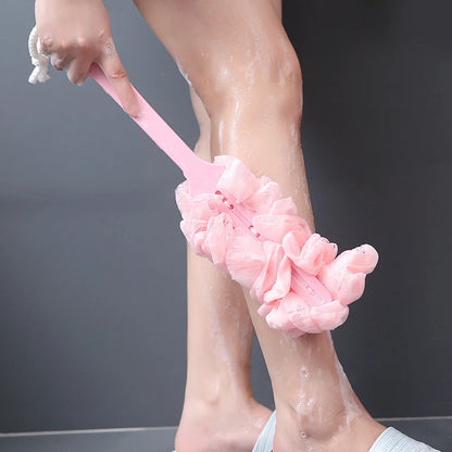 Long-Handle Back Scrubber Brush — Soft Mesh Bath Sponge