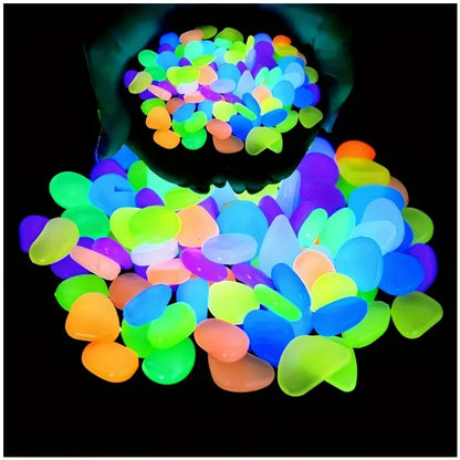Glow-in-the-Dark Garden Pebbles — 100pcs Luminous Resin Stones