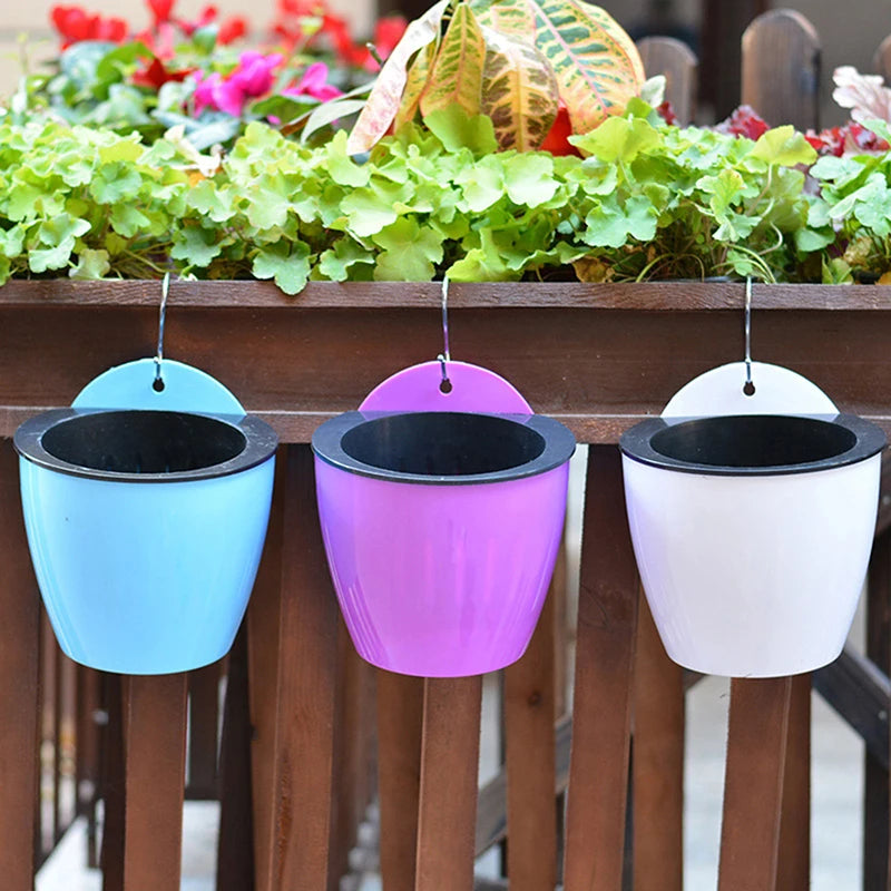 Self-Watering Wall Hanging Planter — Resin Flower Pot with Hook