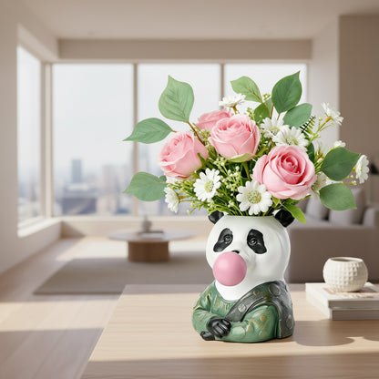 Animal Resin Flower Vase — Panda, Giraffe & Zebra Home Decor