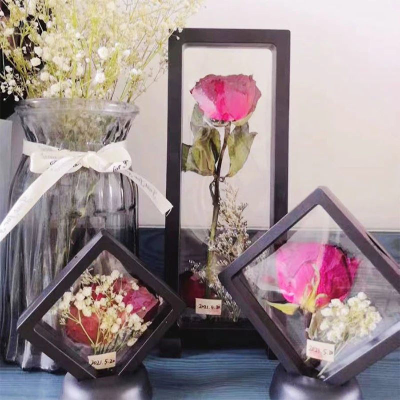 Floating Dried Flower Photo Frame — Transparent Display Stand & Valentine's Gift