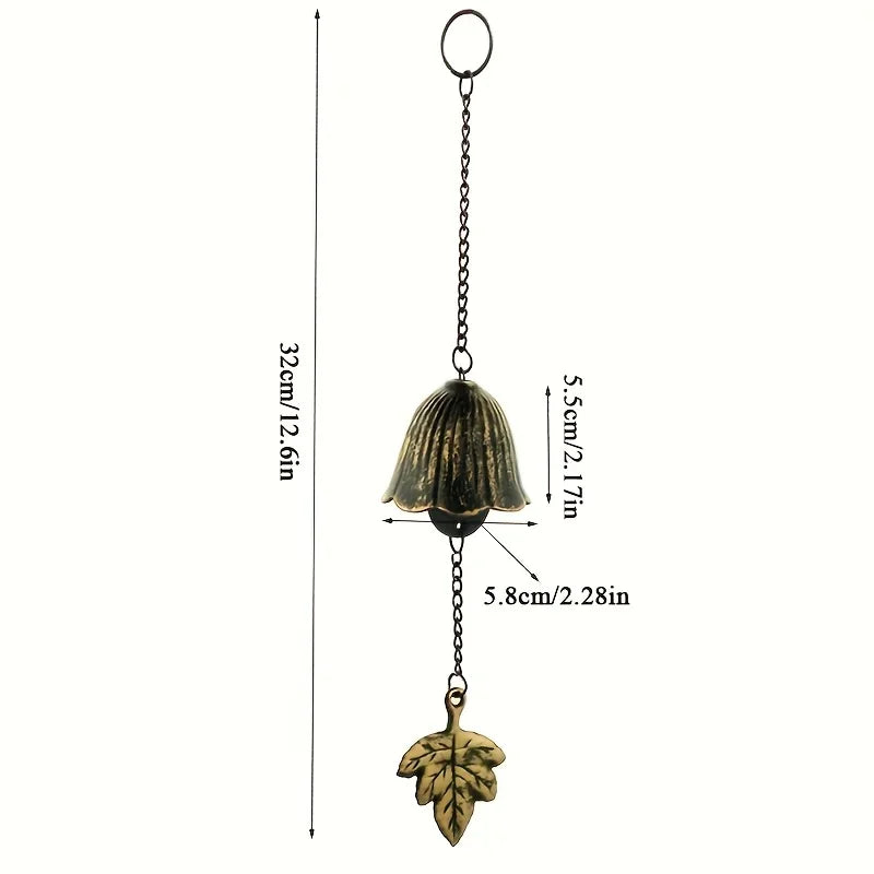 Japanese Cast Iron Wind Chime — Retro Leaf Bell Garden Decor