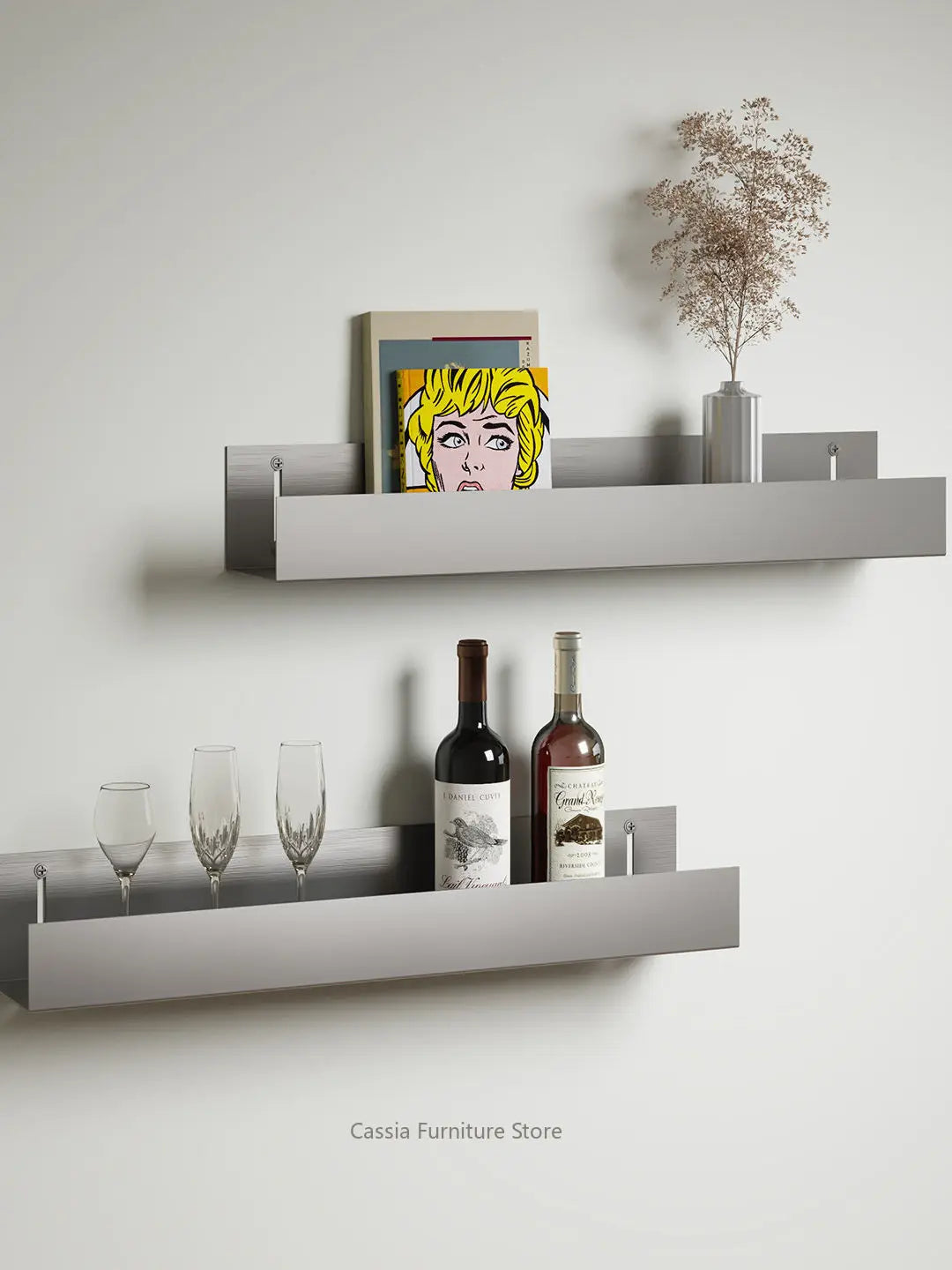 Industrial I-Shaped Floating Wall Shelf — Modern Display Rack & Storage