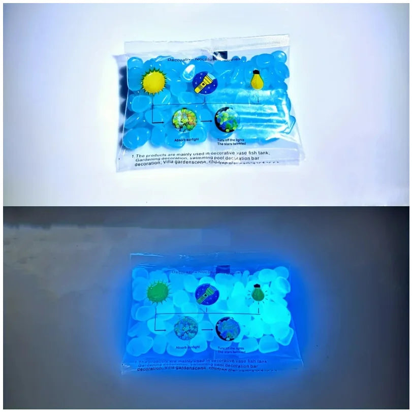 Glow-in-the-Dark Garden Pebbles — 100pcs Luminous Resin Stones