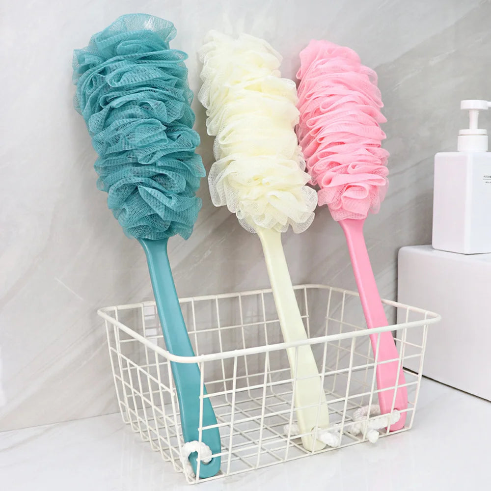 Long-Handle Back Scrubber Brush — Soft Mesh Bath Sponge