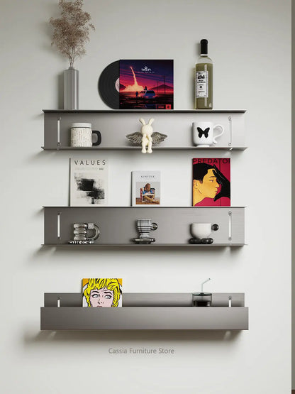 Industrial I-Shaped Floating Wall Shelf — Modern Display Rack & Storage