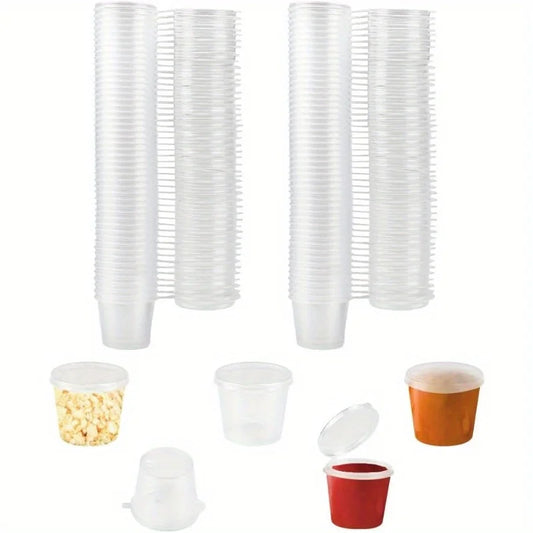 Disposable Sauce Cups with Lids — 50-200pcs Clear Plastic Food Containers