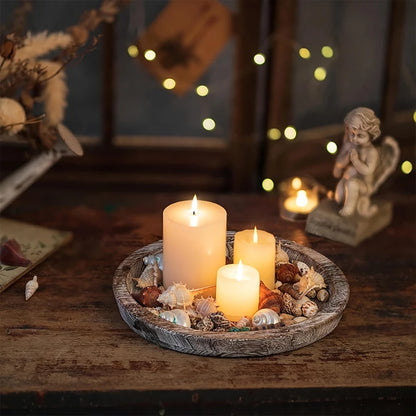 Multifunctional Wooden Decorative Tray — Candle Holder & Kitchen Countertop Organizer