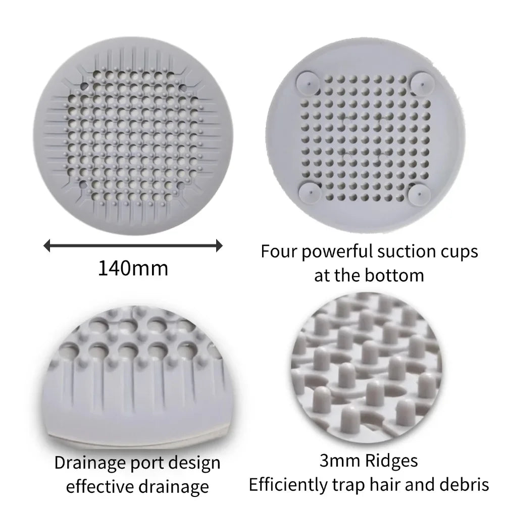 Silicone Shower Drain Hair Catcher — 5.5" with Suction Cup