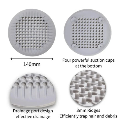 Silicone Shower Drain Hair Catcher — 5.5" with Suction Cup