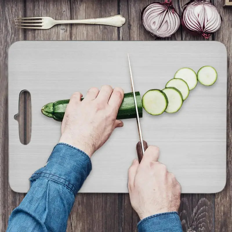 Stainless Steel Cutting Board — 304 Titanium Double-Sided Food Grade