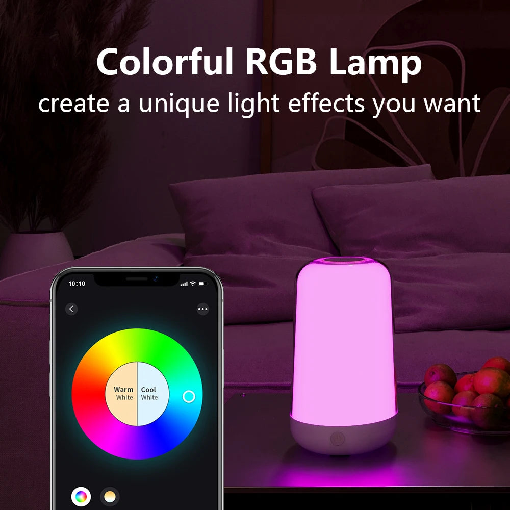 Smart Touch RGB Bedside Lamp — Dimmable Bluetooth Rechargeable Night Light