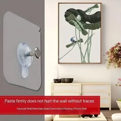 No-Hole Self-Adhesive Picture Hanger Hooks — Strong Wall Hooks for Frames & Clocks