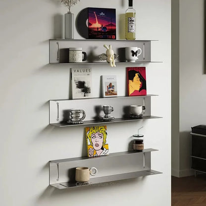 Industrial I-Shaped Floating Wall Shelf — Modern Display Rack & Storage
