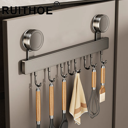 Wall-Mount Kitchen Utensil Rack — No-Drill Rail for Spoons & Tools