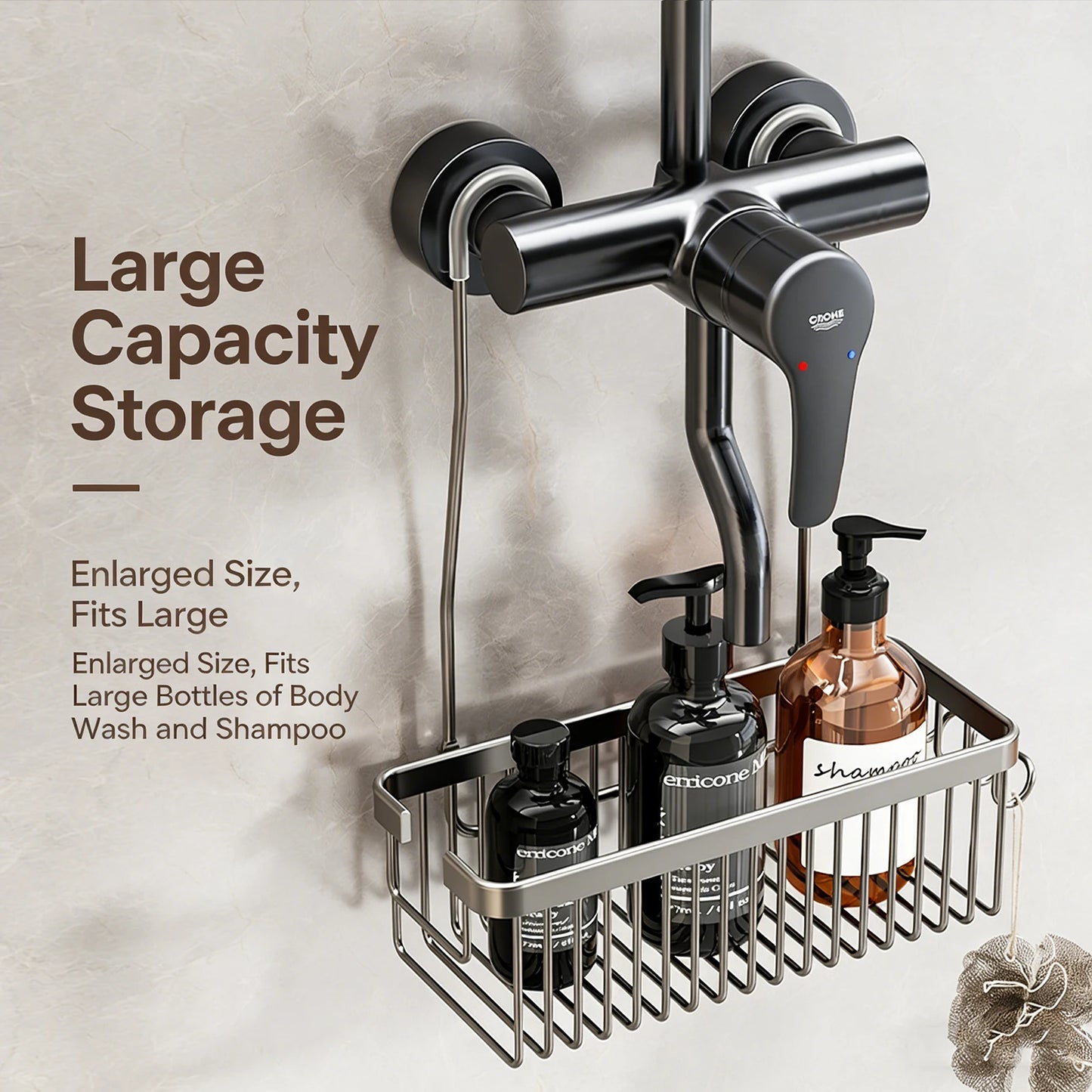 No-Drill Shower Caddy & Toilet Storage Rack — Bathroom Organizer
