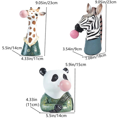Animal Resin Flower Vase — Panda, Giraffe & Zebra Home Decor