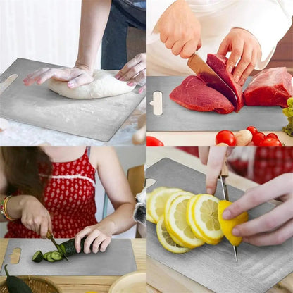 Stainless Steel Cutting Board — 304 Titanium Double-Sided Food Grade