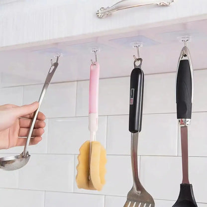 Heavy-Duty Self-Adhesive Wall Hooks — Transparent Stainless Steel