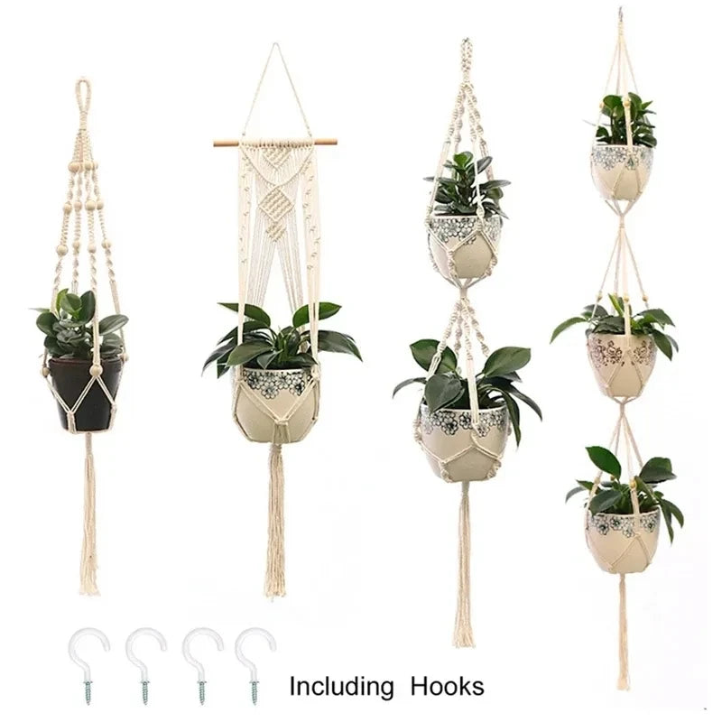 Handmade Macrame Plant Hanger — Wall Hanging Basket for Garden & Home
