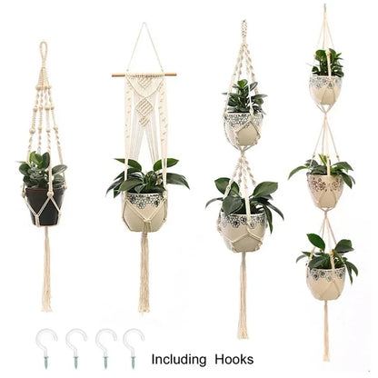 Handmade Macrame Plant Hanger — Wall Hanging Basket for Garden & Home