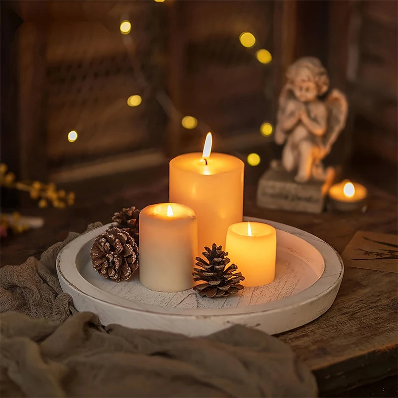 Multifunctional Wooden Decorative Tray — Candle Holder & Kitchen Countertop Organizer