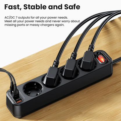 4-Outlet Power Strip with 4 USB Ports & PD 33W Fast Charge