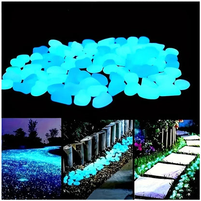 Glow-in-the-Dark Garden Pebbles — 100pcs Luminous Resin Stones