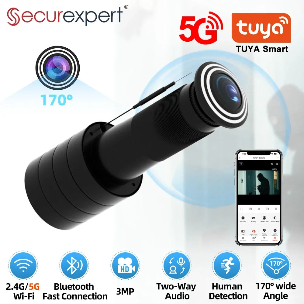 3MP WiFi Door Peephole Camera — 170° Wide Angle & Two-Way Audio