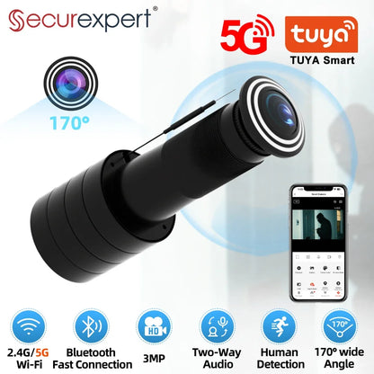 3MP WiFi Door Peephole Camera — 170° Wide Angle & Two-Way Audio