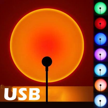 LED Sunset Lamp Projector — USB Mood Light for Living Room & Photography