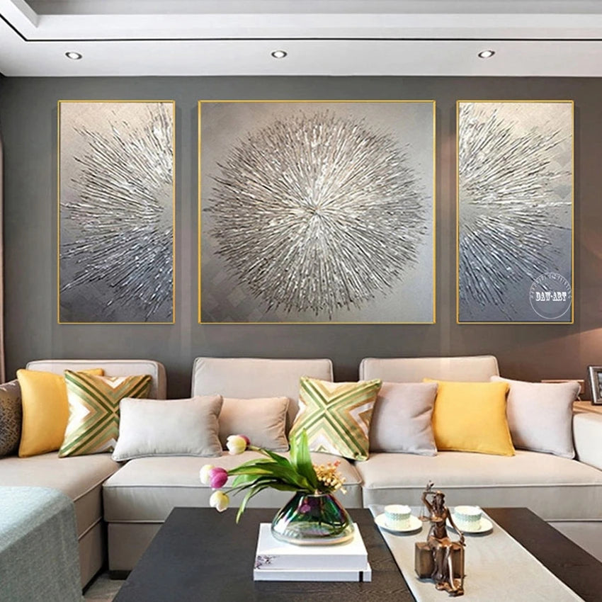 Abstract Golden Mountain Canvas Wall Art — Modern Landscape Oil Painting