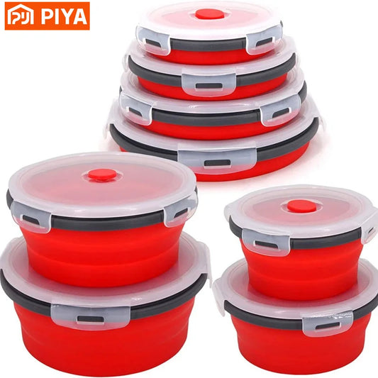 Silicone Folding Lunch Box — Portable Foldable Bento Bowl for Camping & Picnic