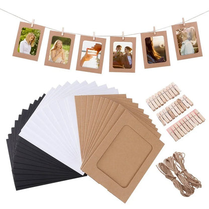 DIY Paper Photo Frames with Clips — 10pcs 7-Inch Wall Hanging Picture Set