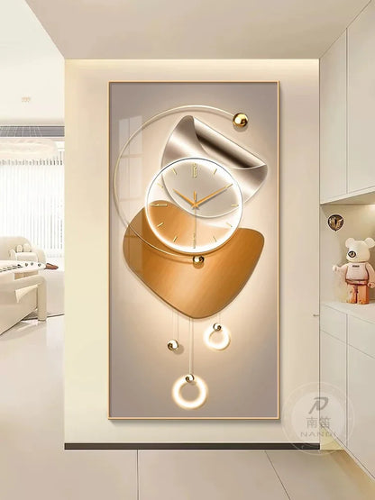 Modern Abstract Wall Clock — Large Silent Hanging Painting for Living Room