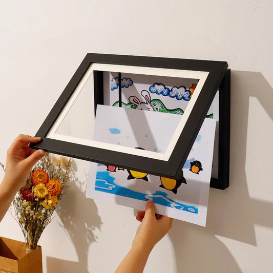 Magnetic Kids Art Display Frame — Front-Opening Changeable Photo Frame