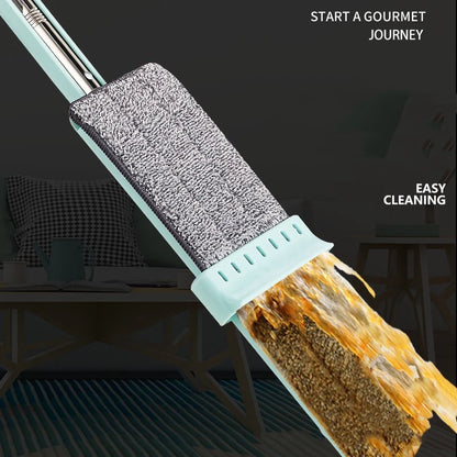 Microfiber Flat Mop with Washable Pads — Hands-Free Squeeze