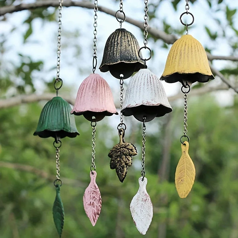Japanese Cast Iron Wind Chime — Retro Leaf Bell Garden Decor