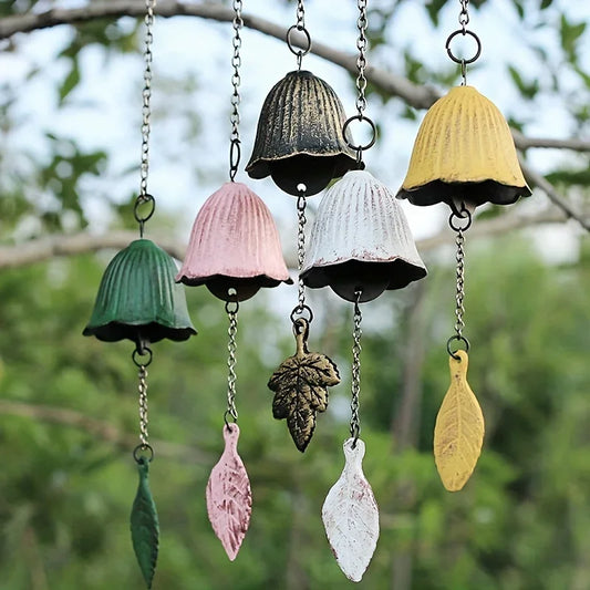 Japanese Cast Iron Wind Chime — Retro Leaf Bell Garden Decor