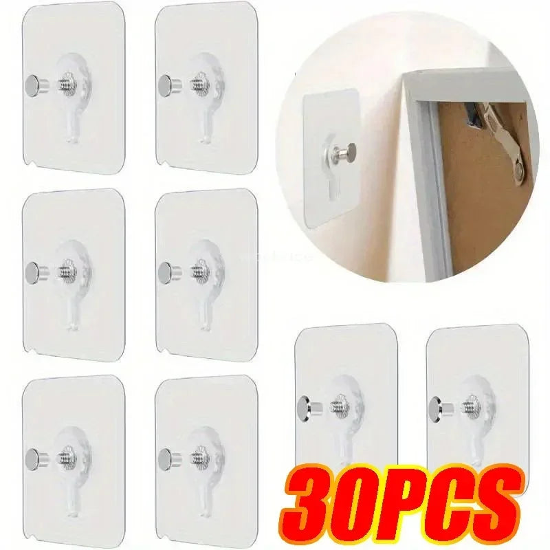 No-Hole Self-Adhesive Picture Hanger Hooks — Strong Wall Hooks for Frames & Clocks